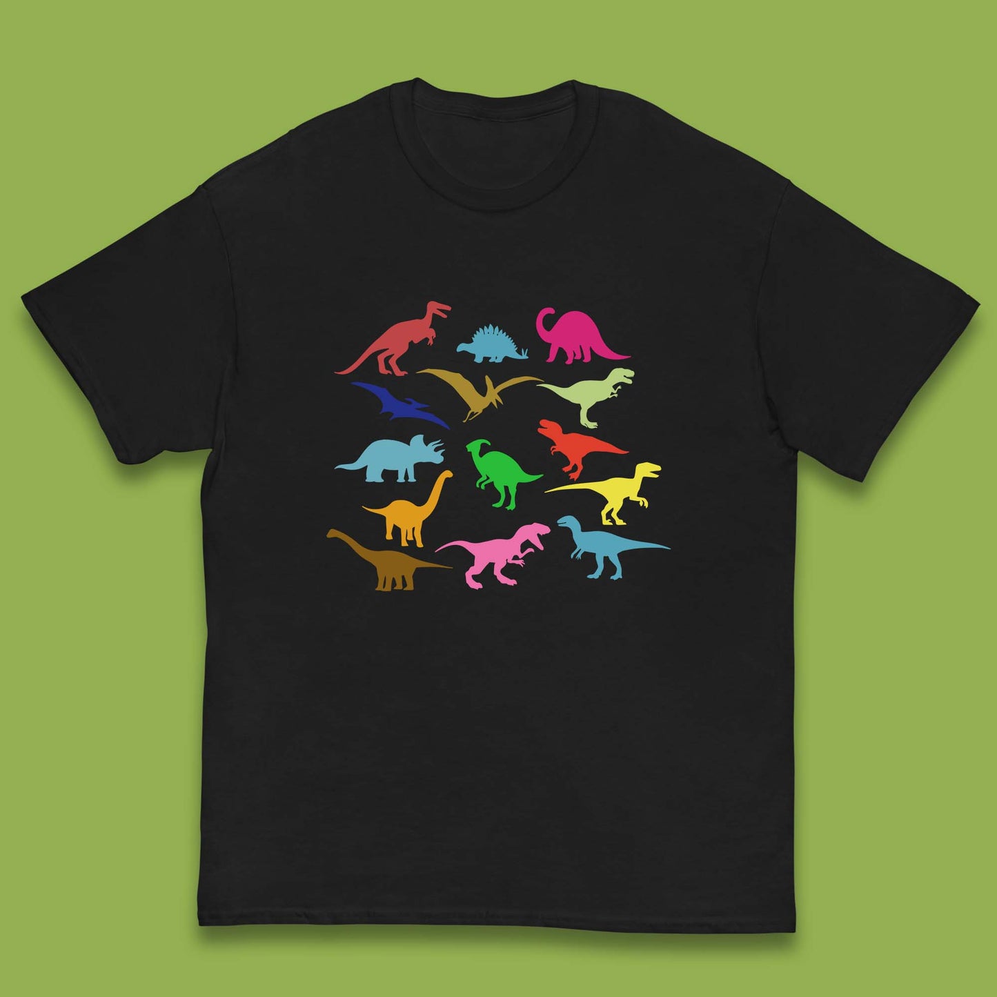 Colourful Dinosaurs Dino Fossil Dinosaurs Wild Nature Prehistoric Paleontology Velociraptor Kids T Shirt