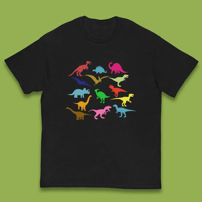 Colourful Dinosaurs Dino Fossil Dinosaurs Wild Nature Prehistoric Paleontology Velociraptor Kids T Shirt