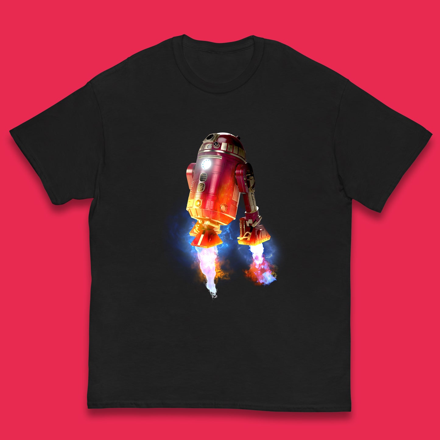 R2-D2 Ready To Fly Iron Man Spoof Sci-fi Action Adventure Movie Character  Star Wars 46th Anniversary Kids T Shirt