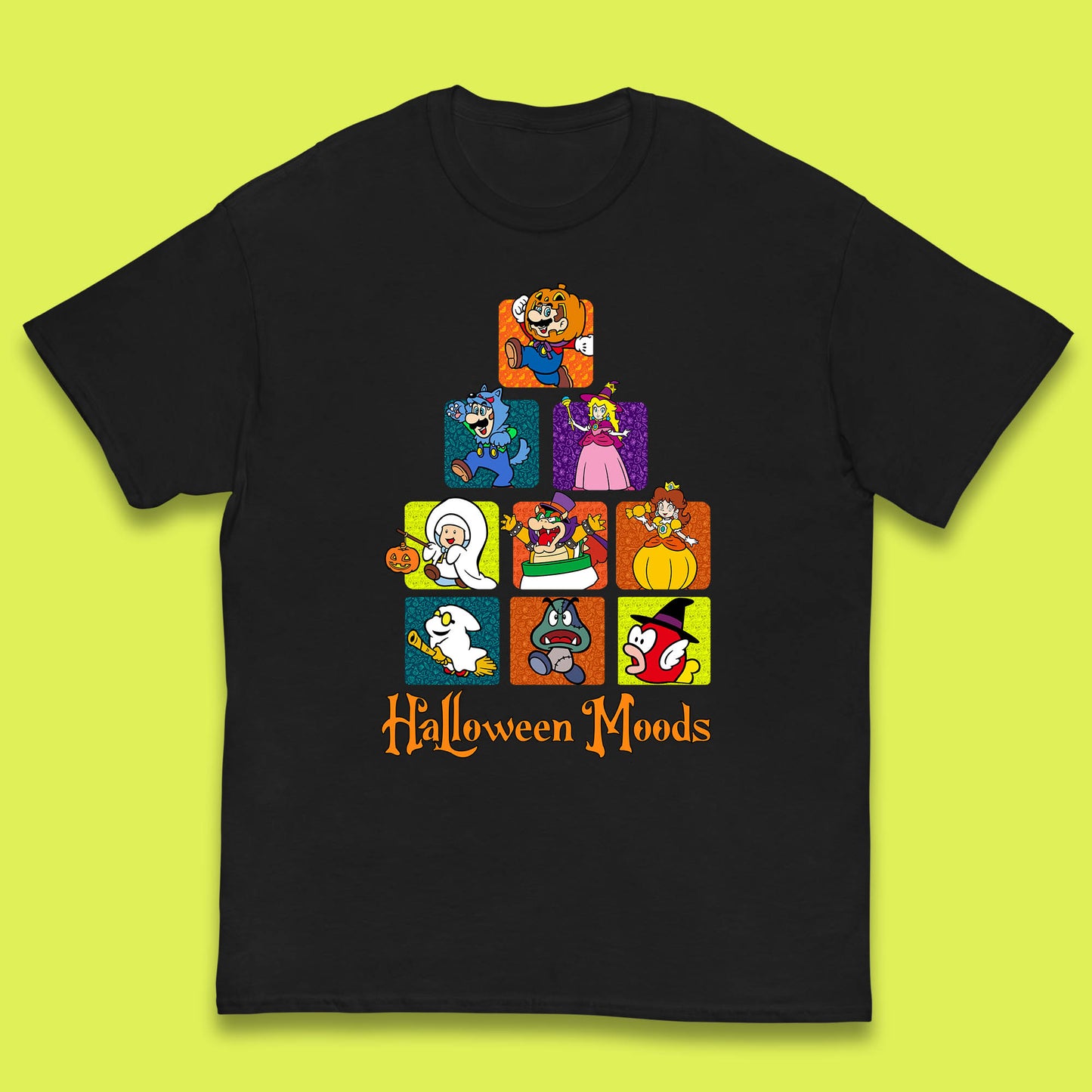 Super Mario Halloween Moods Nintendo Super Mario Game Characters Horror Halloween Spooky Mario Season Kids T Shirt