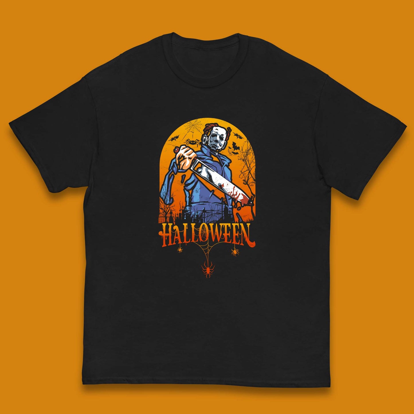 Halloween Michael Myers Holding Bloody Knife Halloween Serial Killer Horror Movie Character Kids T Shirt