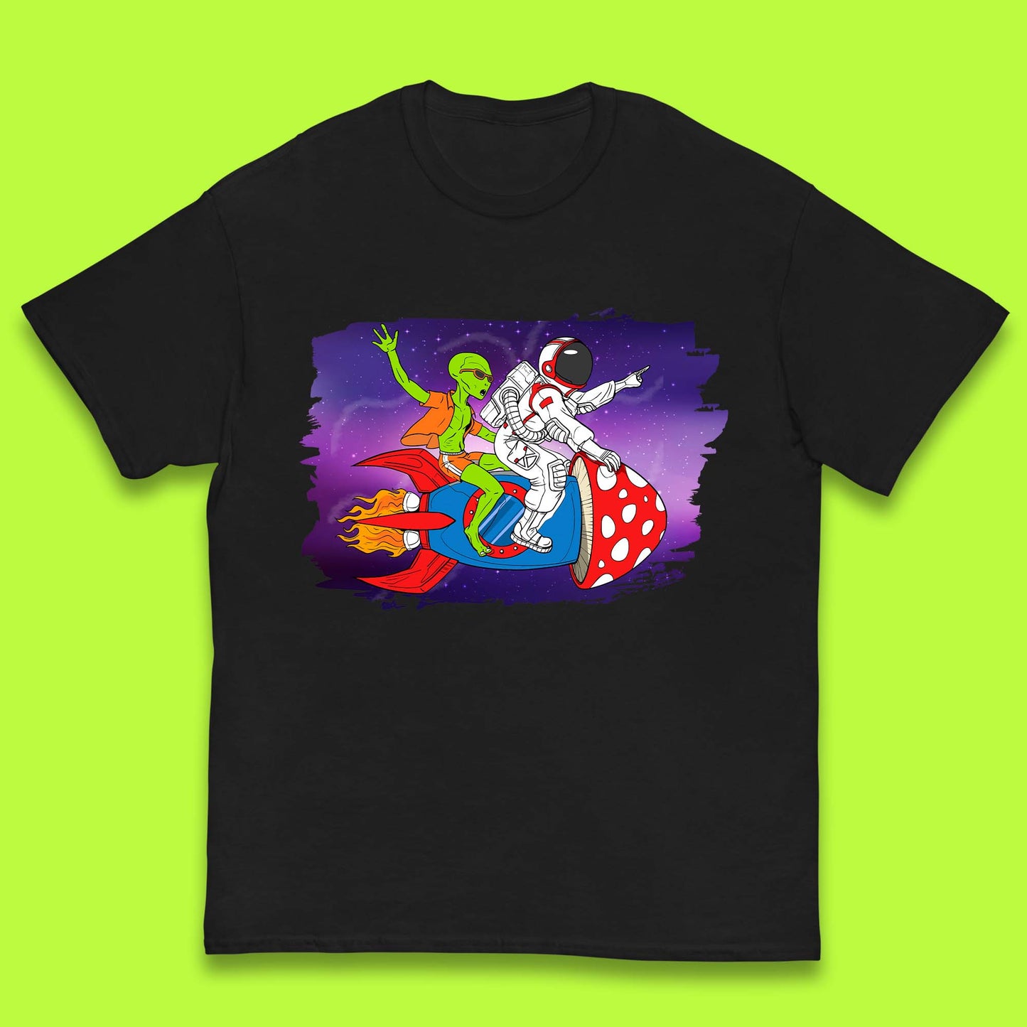Alien & Astronaut Rocket Ship Kids T-Shirt