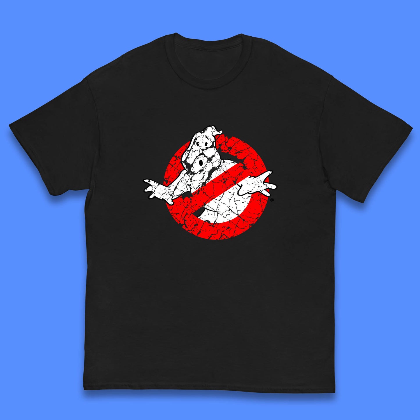 Distressed The Real Ghostbusters No Ghost Symbol Retro Halloween Movie Costume Kids T Shirt