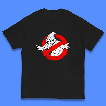 Distressed The Real Ghostbusters No Ghost Symbol Retro Halloween Movie Costume Kids T Shirt