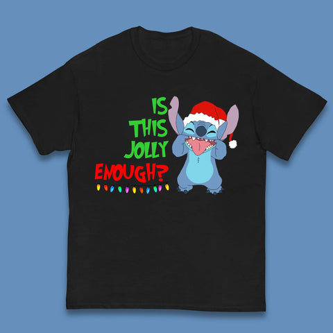 Jolly Enough Stitch Christmas Kids T-Shirt