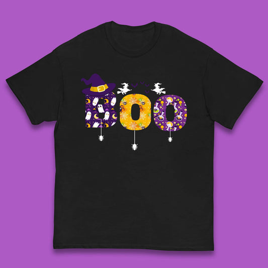 Boo With Spiders And Witch Hat Halloween Boo Ghosts Costume Kids T Shirt