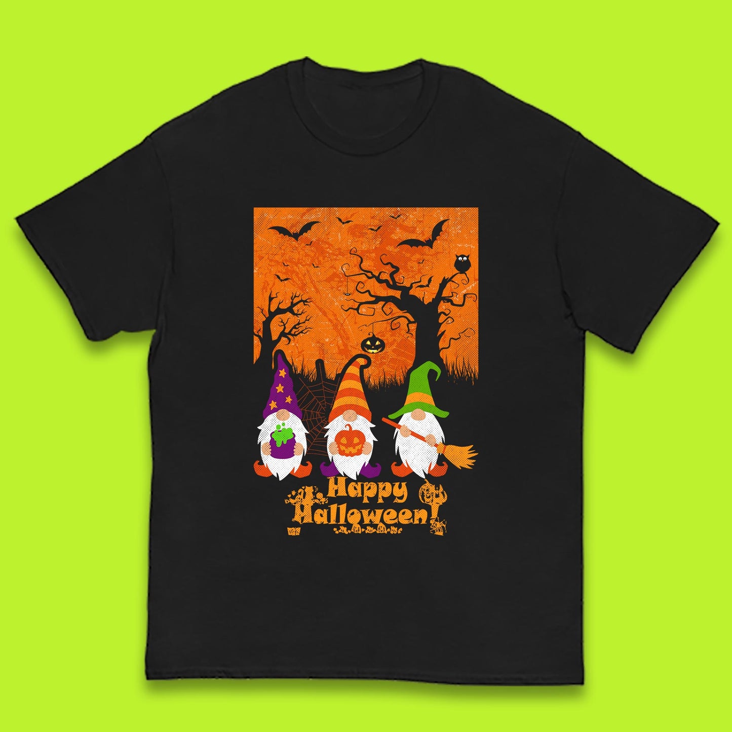 Happy Halloween Gnomies Spooky Witch Gnomes Scary Halloween Trees Gnome Lover Kids T Shirt