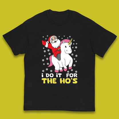 santa riding unicorn kids t shirt