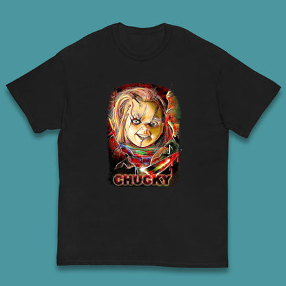Chucky Distressed Childs Play Horror Monster Creepy Doll Toy Scary Halloween Scary Movie Character Kids T Shirt