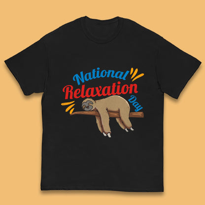 National Relaxation Day Sleeping Sloth Funny Sloth Nap Lazy Sloth Kids T Shirt