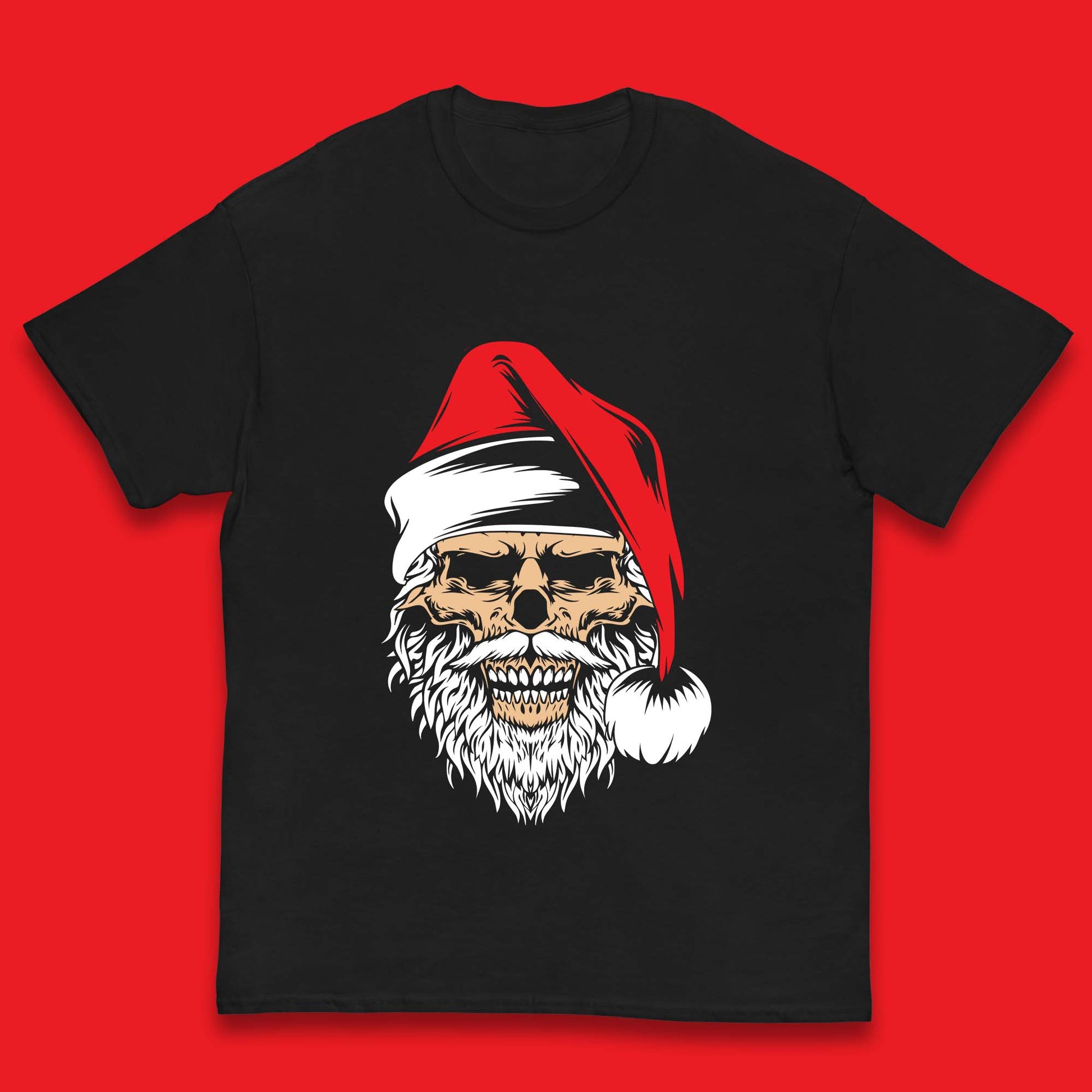 christmas gothic skull santa hat t shirt