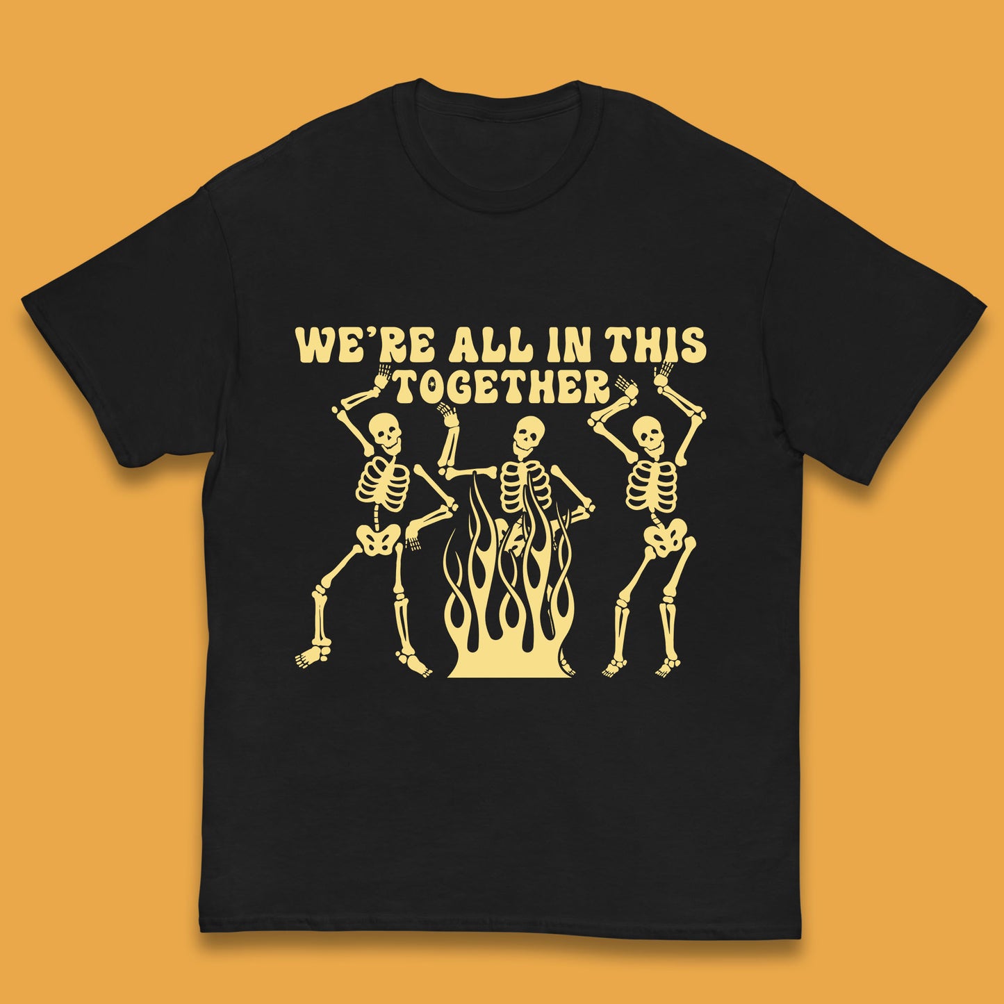 We're All In This Together Dancing Skeletons Halloween Day Spooky Season Kids T Shirt