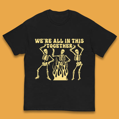 We're All In This Together Dancing Skeletons Halloween Day Spooky Season Kids T Shirt