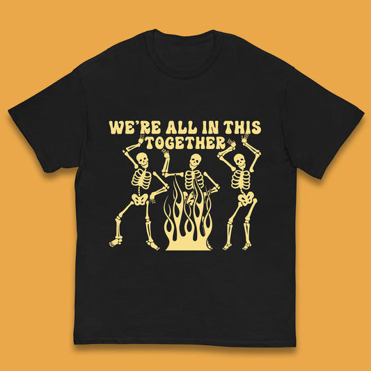 We're All In This Together Dancing Skeletons Halloween Day Spooky Season Kids T Shirt