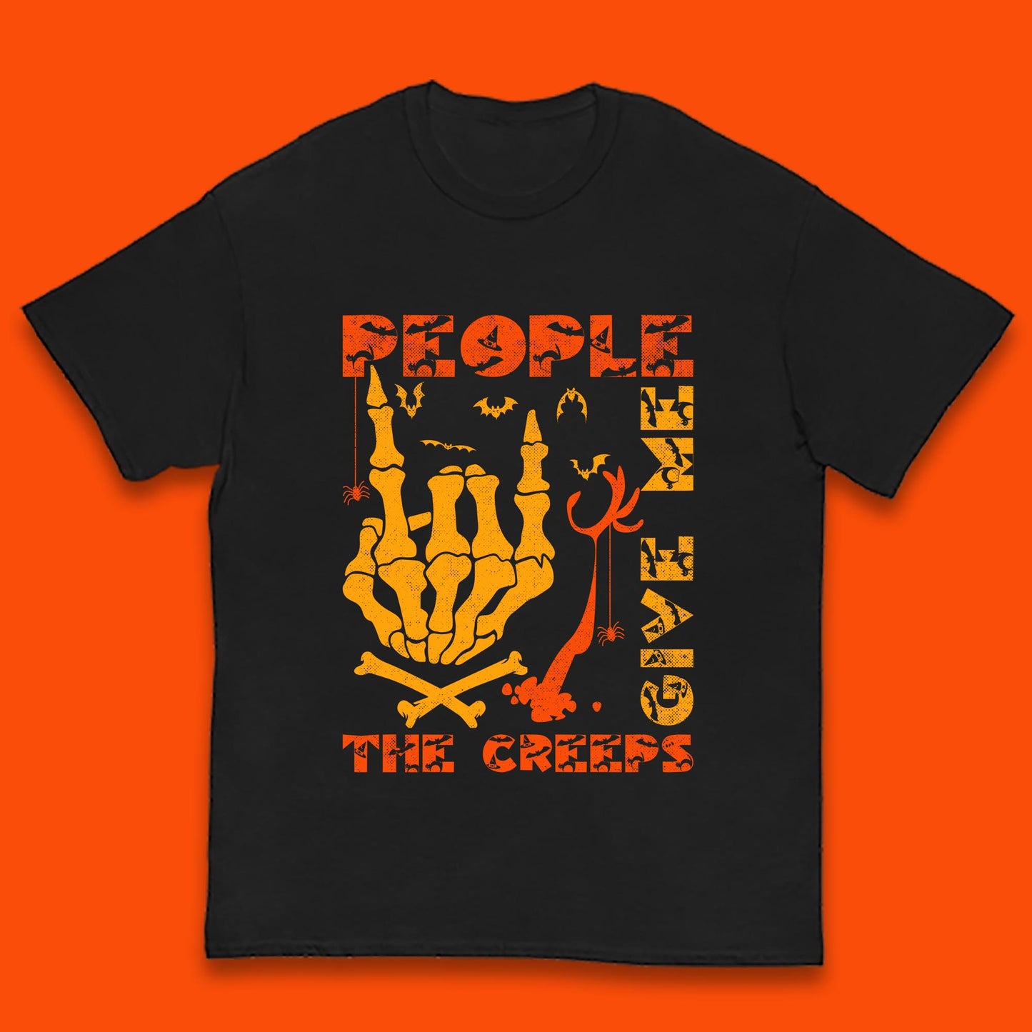 People Give Me The Creep Skeleton Hand Halloween Spooky Creepy Season Kids T Shirt