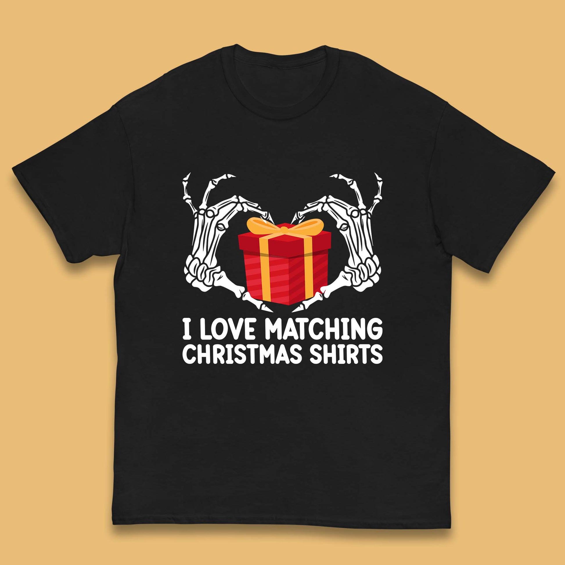 skeleton hands gift box christmas t shirt