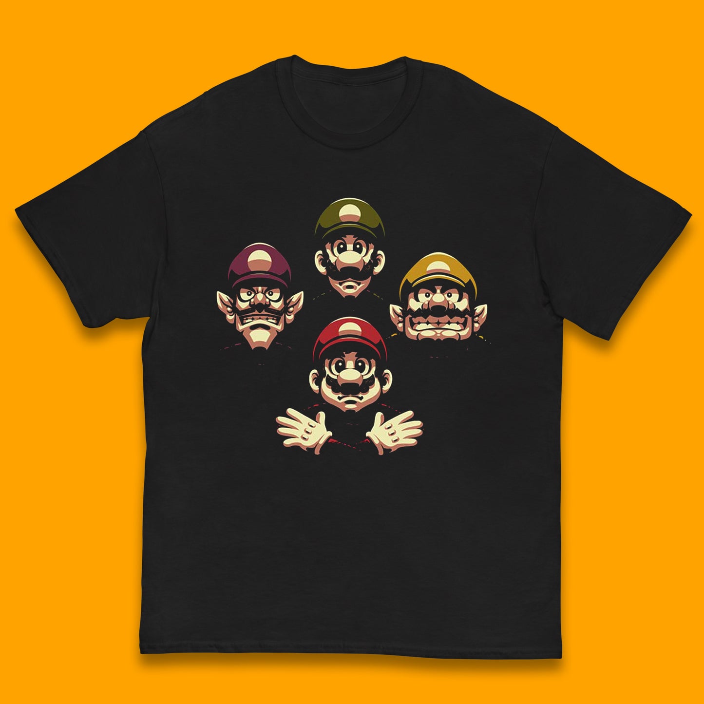 Mario Characters Funny Old Faces Super Mario, Luigi, Wario And Waluigi Game Players Mario Bro Toad Retro Gaming Kids T Shirt