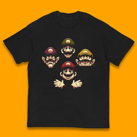 Mario Characters Funny Old Faces Super Mario, Luigi, Wario And Waluigi Game Players Mario Bro Toad Retro Gaming Kids T Shirt