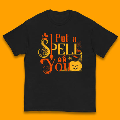 I Put a Spell on You Witch Broom Horror Spooky Scary Halloween Costume Kids T Shirt