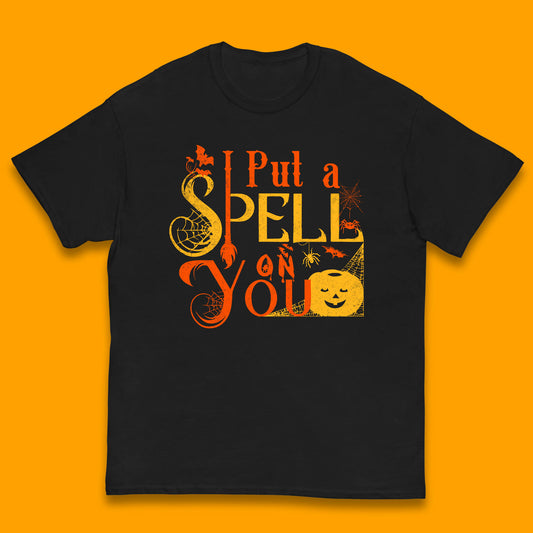 I Put a Spell on You Witch Broom Horror Spooky Scary Halloween Costume Kids T Shirt