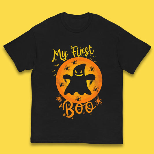 My First Boo Halloween Funny Boo Ghost Horror Scary Creepy Season Kids T Shirt