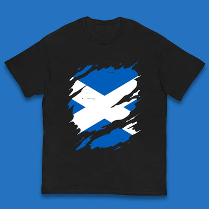 Distressed Scotland Flag Scottish Heritage Ancestry Scot Pride Scottish Flag Kids T Shirt