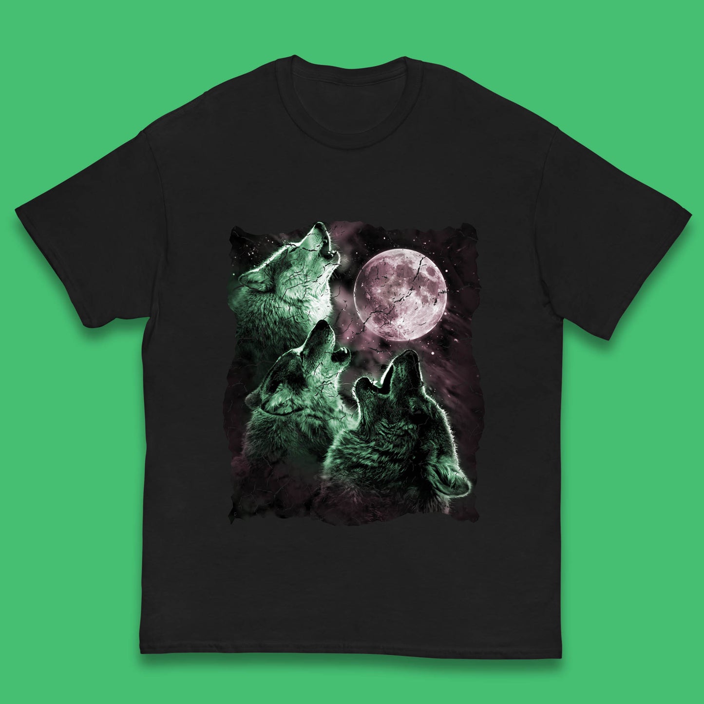 Three Wolf Howling At Moon Wild Free Wolves Three Wolf Dog Animal The Mountain Kids T Shirt