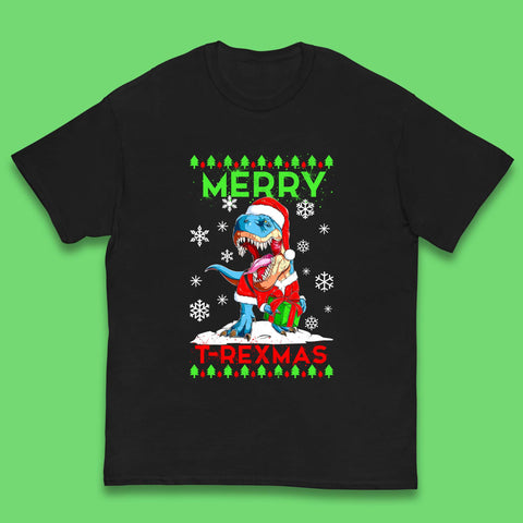 Merry T-Rexmas Family Christmas Matching Dinosaur Xmas Kids T Shirt
