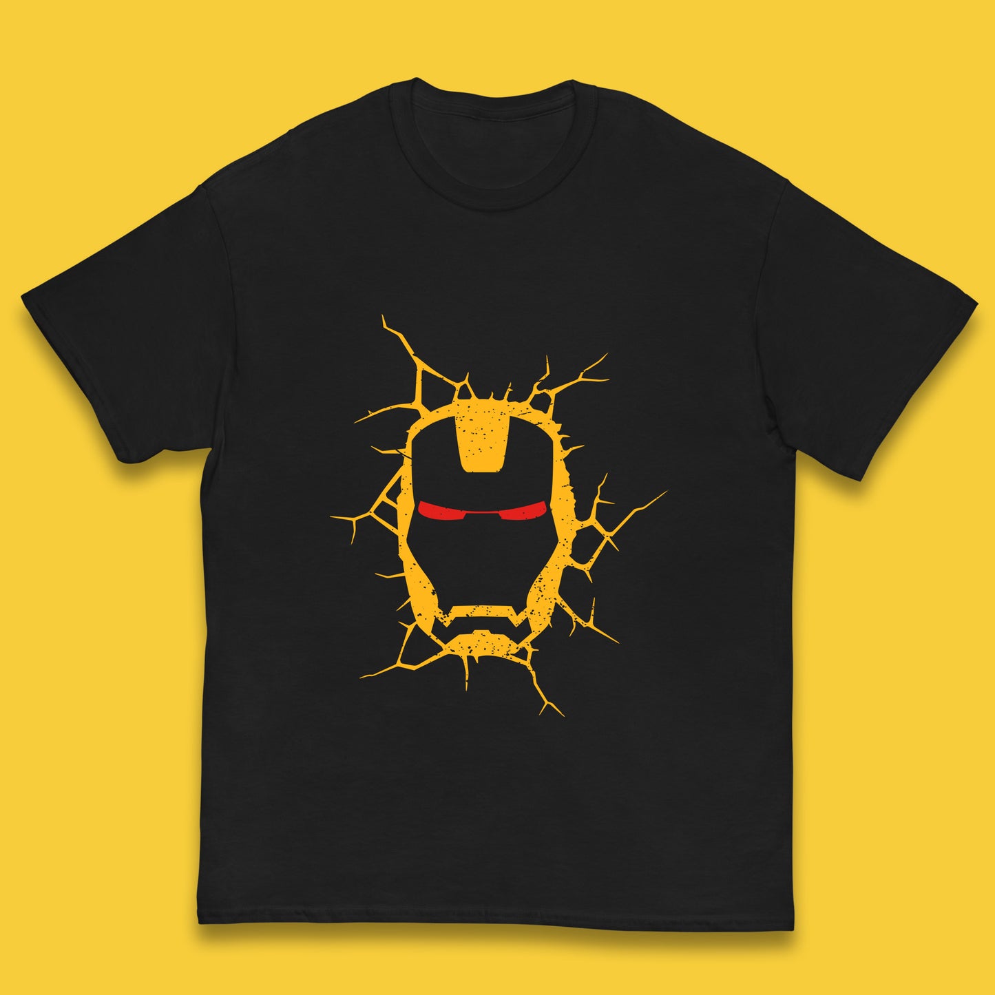 Marvel Avengers Iron Man Face Cracked Wall Art Superhero Comic Book Character Iron-man Marvel Comics Kids T Shirt