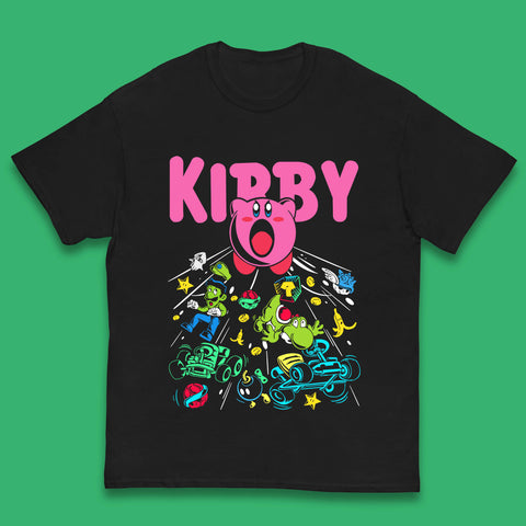 Kirby Consume Karting Mario Kart Ghost Band Heavy Metal Kirby Retro Gaming Kids T Shirt