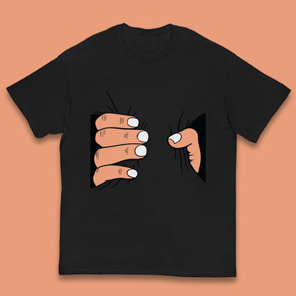 Crushing Handshake Big Hand Squeezing Funny Hand Grabbing Photographic Kids T Shirt
