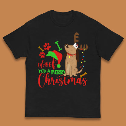 I Woof You A Merry Christmas Kids T-Shirt
