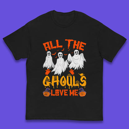 All The Ghouls Love Me Halloween Funny Horror Spooky Boo Ghost Kids T Shirt