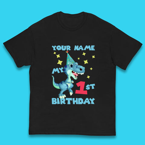 Personalised T-Rex Dinosaur Birthday Custom Name & Age Dino Birthday Gift Kids T Shirt
