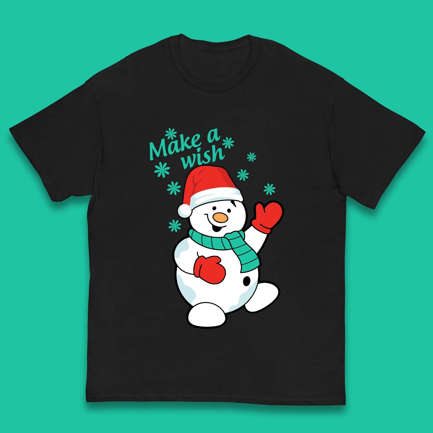 Make A Wish Snowman Christmas Kids T-Shirt