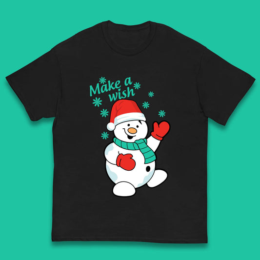Make A Wish Snowman Christmas Kids T-Shirt