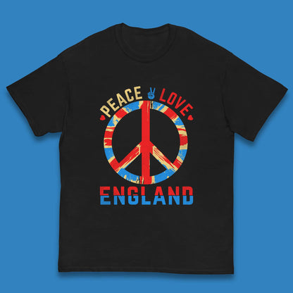 Peace Love England Peace Sign United Kingdom British England Vacation Trip Kids T Shirt