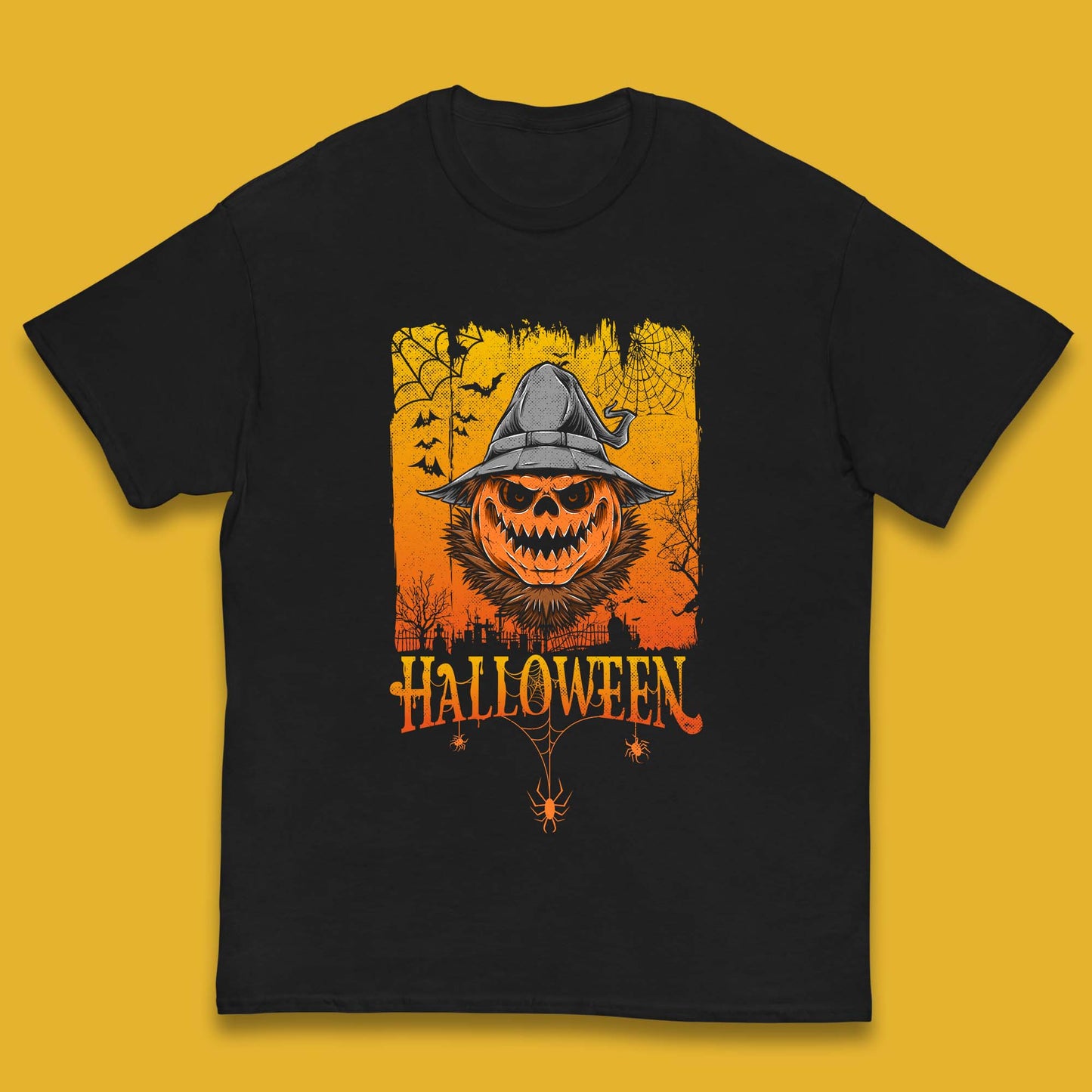 Angry Halloween Scary Evil Pumpkin Funny Pumpkin Head With Fire Eyes Scary Spooky Season Kids T Shirt