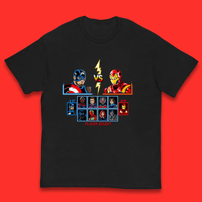 Captain America VS Iron Man Marvel Avengers Superheros Movie Character Panther Widow Thor Kids T Shirt