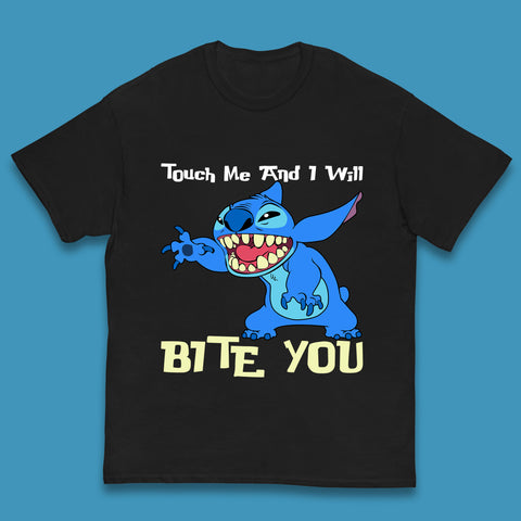 Touch Me And I Will Bite You Disney Stitch Angry Lilo & Stitch Cartoon Character Ohana Stitch Lover Kids T Shirt