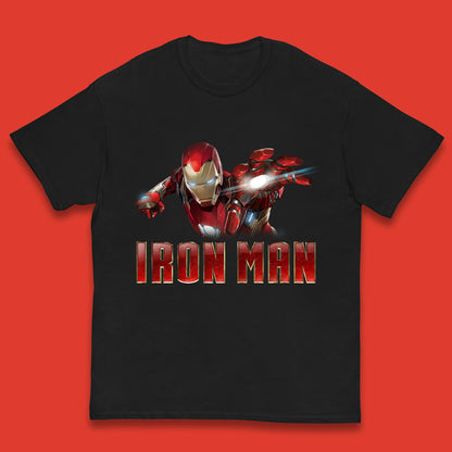 Iron Man Superhero Marvel Avengers Comic Book Character Flaying Iron-Man Marvel Comics Kids T Shirt