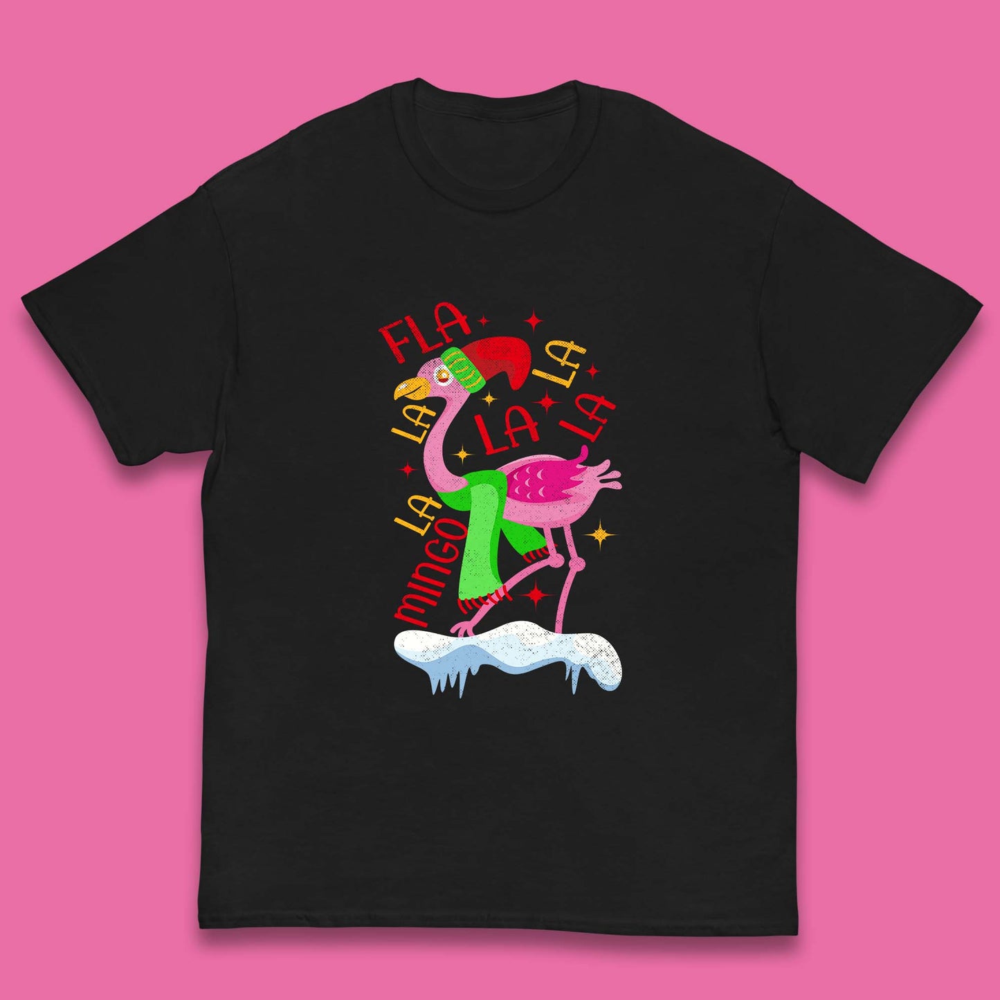 pink flamingo christmas t shirt