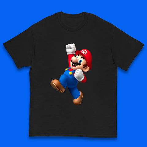 Super Mario Jumping In Happy Mood Funny Game Lovers Players Mario Bro Toad Retro Gaming Kids T Shirt