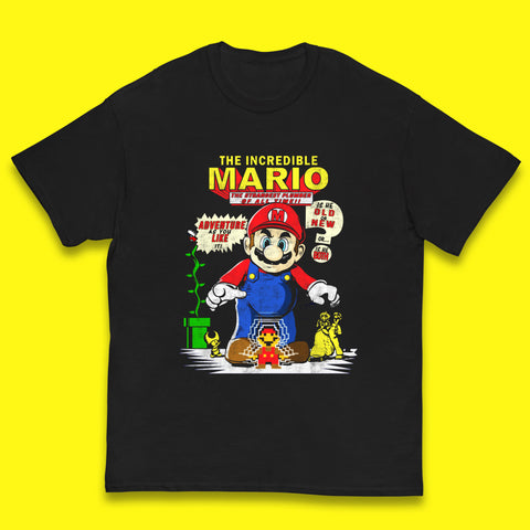 The Incredible Mario The Strongest Plumber Of All Time Super Mario Funny Plumber Mario Bros Gaming Kids T Shirt