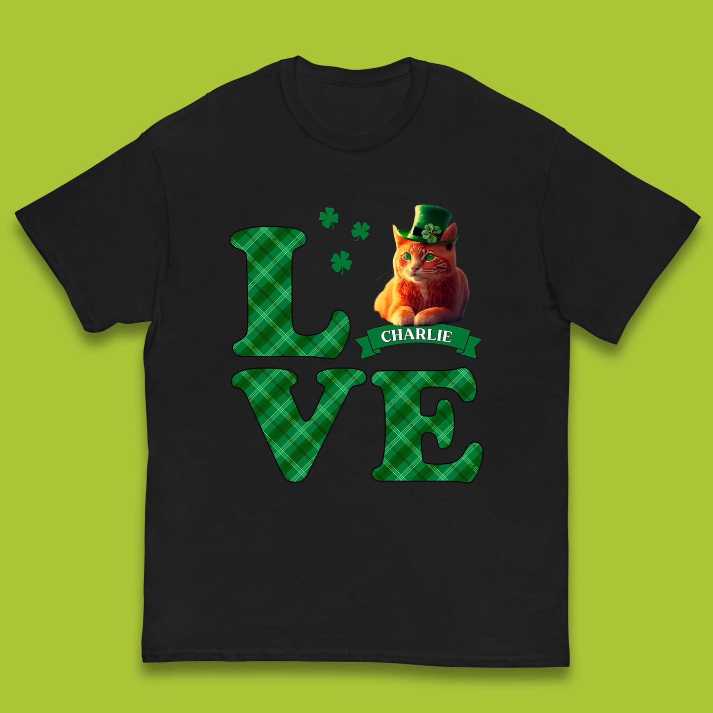 Personalised Love St. Patrick's Cat Kids T-Shirt