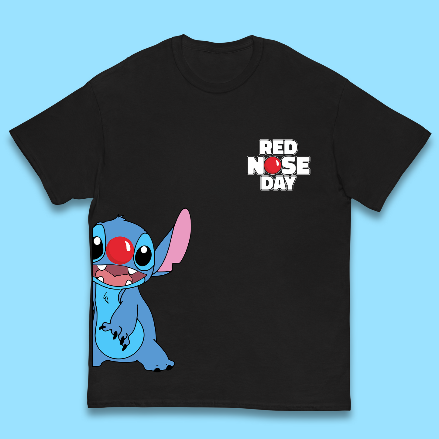 Red Nose Day Peeking Disney Stitch Kids T-Shirt