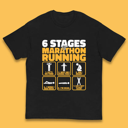 6 Stages Of Marathon Running  Kids T Shirt