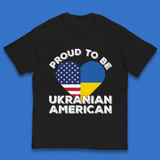 Proud To Be Ukrainian American Patriotic Ukraine And USA Ukrainian Flag Kids T Shirt