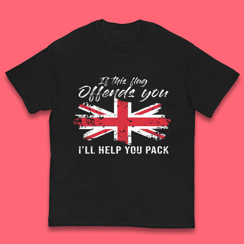 If This Flag Offends You I'll Help You Pack Uk Flag Union Jack United Kingdom British Flag Patriotism Kids T Shirt