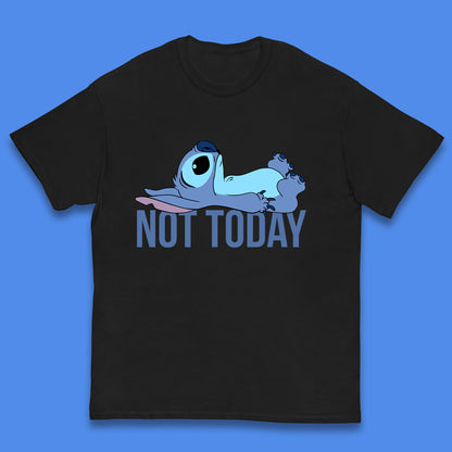 Lazzy Disney Ohana Not Today Laying Ohana Lilo & Stitich Disneyland Cartoon Character Walt Disney Kids T Shirt